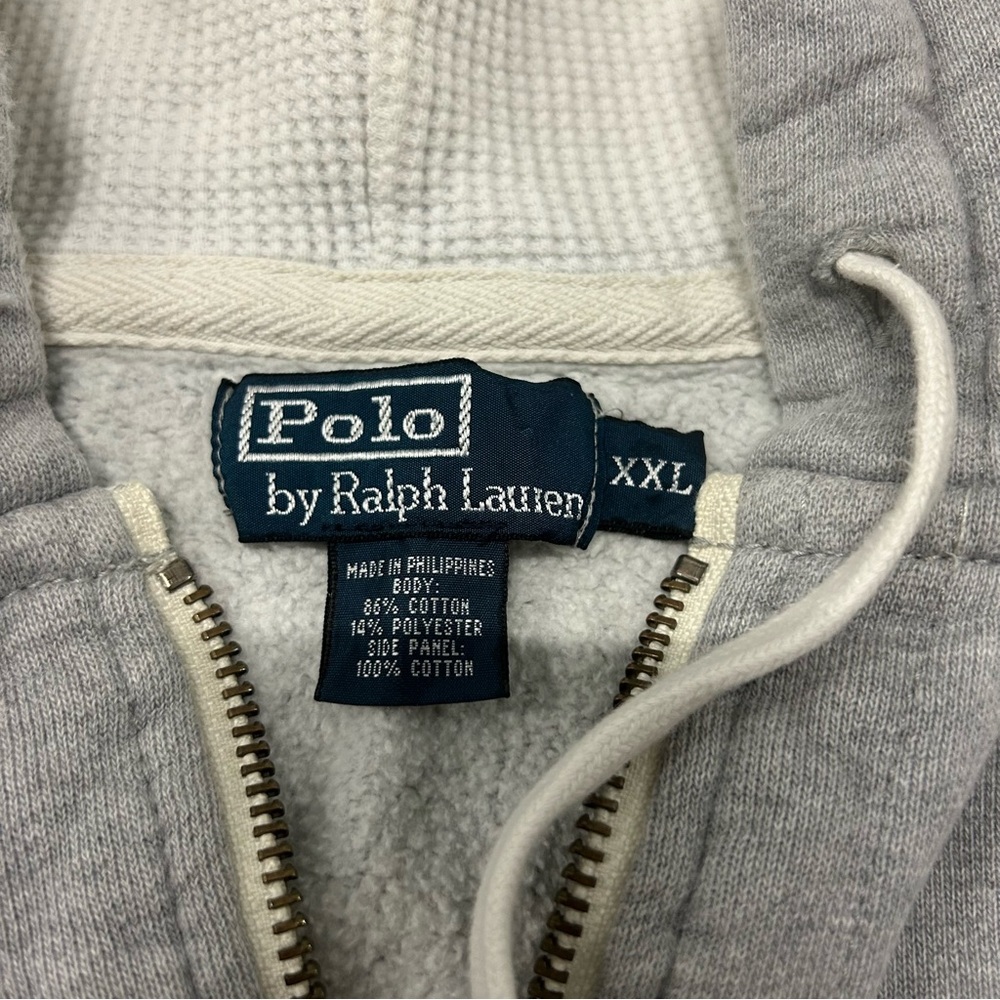 Vintage Polo Ralph Lauren Hoodie Men’s Size XXL Full Zip Up Gray Pony Sweatshirt - Picture 2 of 7